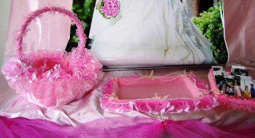 婚禮小物喜糖籃珍珠蕾絲喜糖籃組合(贈簽名筆)